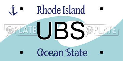 UBS Rhode Island License Plate
