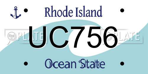 UC756 Rhode Island License Plate