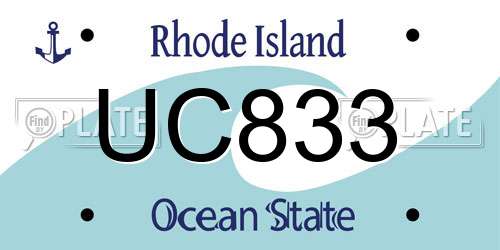 UC833 Rhode Island License Plate