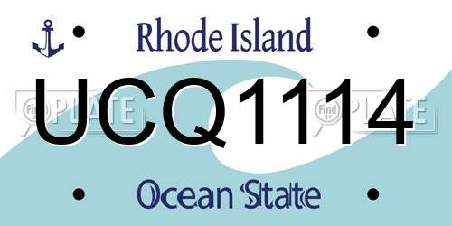 UCQ1114 Rhode Island License Plate