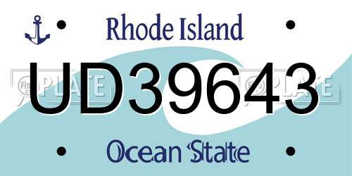 UD39643 Rhode Island License Plate