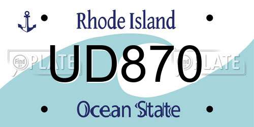 UD870 Rhode Island License Plate
