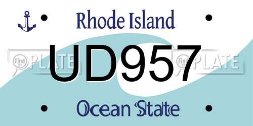UD957 Rhode Island License Plate