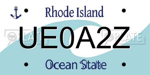 UE0A2Z Rhode Island License Plate