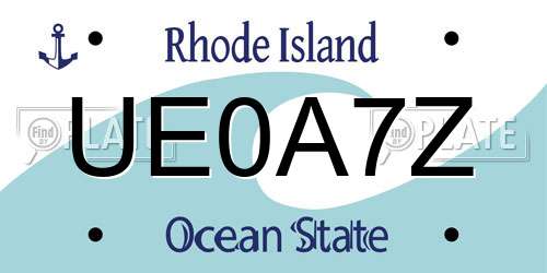 UE0A7Z Rhode Island License Plate