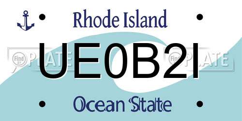 UE0B2I Rhode Island License Plate