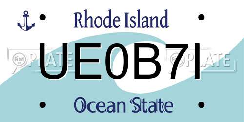 UE0B7I Rhode Island License Plate