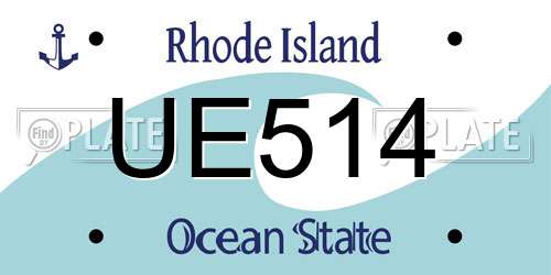 UE514 Rhode Island License Plate