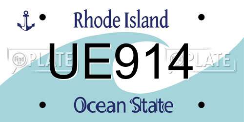UE914 Rhode Island License Plate