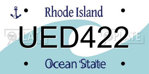 UED422 Rhode Island License Plate