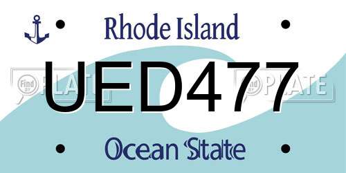 UED477 Rhode Island License Plate