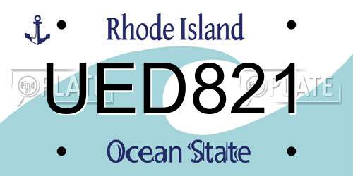 UED821 Rhode Island License Plate