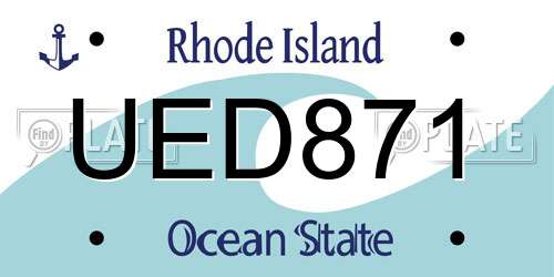 UED871 Rhode Island License Plate