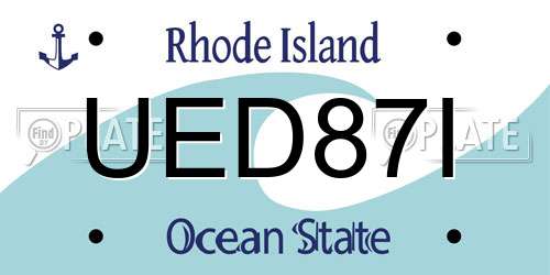UED87I Rhode Island License Plate