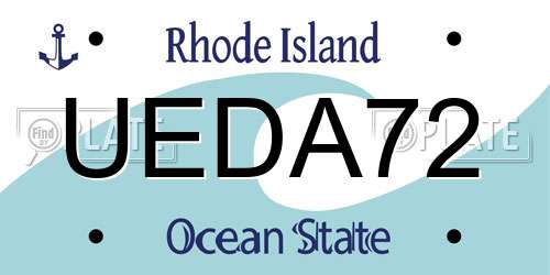 UEDA72 Rhode Island License Plate