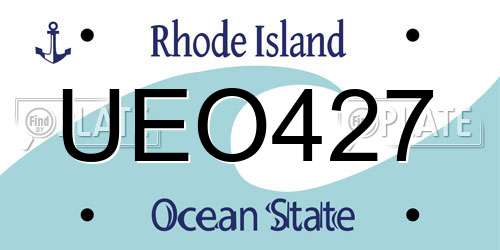 UEO427 Rhode Island License Plate