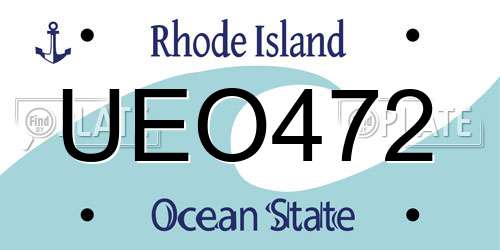 UEO472 Rhode Island License Plate