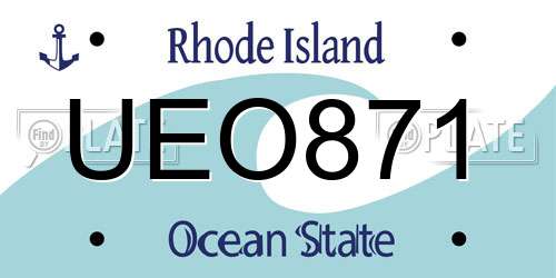 UEO871 Rhode Island License Plate