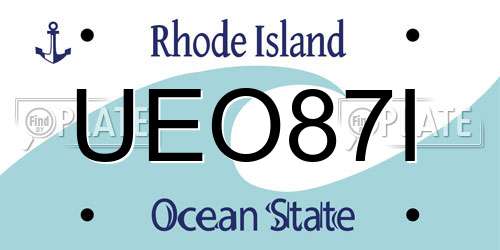 UEO87I Rhode Island License Plate