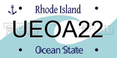UEOA22 Rhode Island License Plate