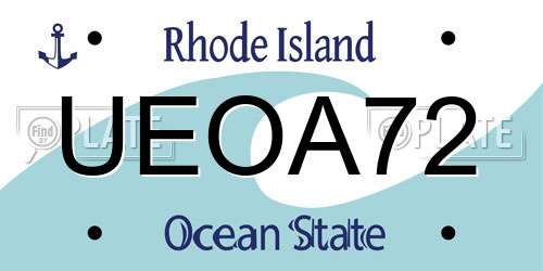 UEOA72 Rhode Island License Plate