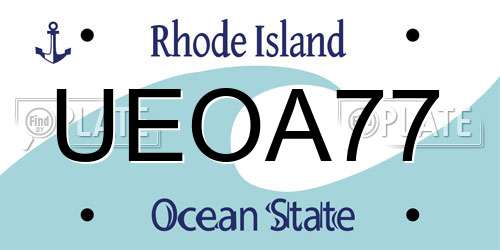 UEOA77 Rhode Island License Plate