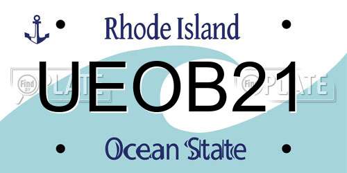UEOB21 Rhode Island License Plate