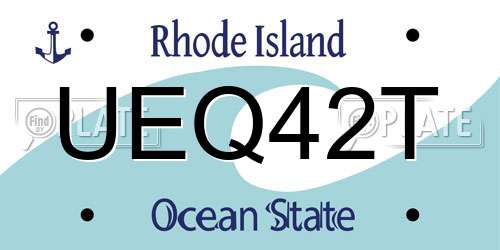 UEQ42T Rhode Island License Plate