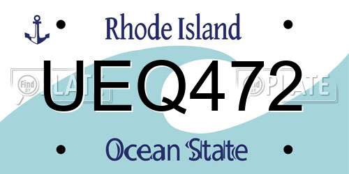 UEQ472 Rhode Island License Plate
