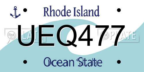 UEQ477 Rhode Island License Plate