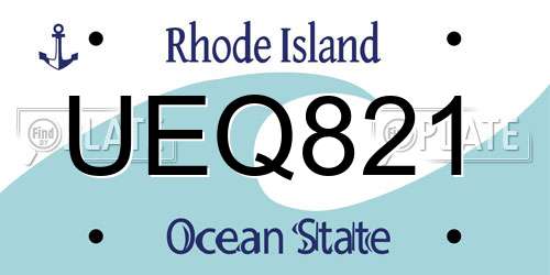 UEQ821 Rhode Island License Plate