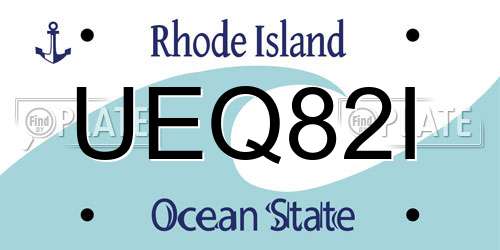 UEQ82I Rhode Island License Plate