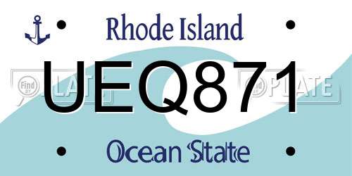 UEQ871 Rhode Island License Plate