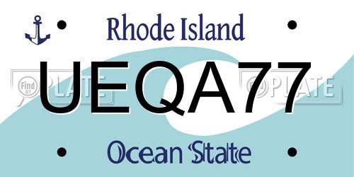 UEQA77 Rhode Island License Plate