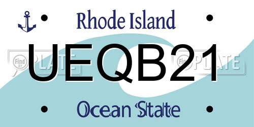 UEQB21 Rhode Island License Plate