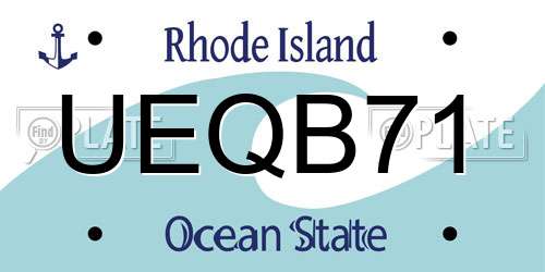 UEQB71 Rhode Island License Plate