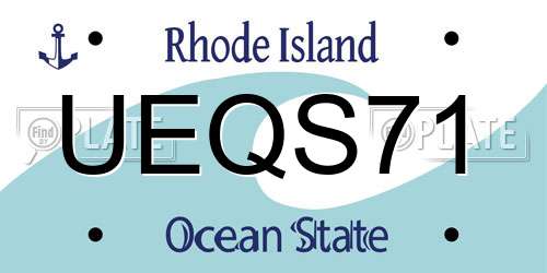 UEQS71 Rhode Island License Plate