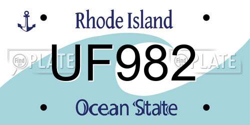 UF982 Rhode Island License Plate