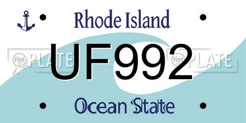 UF992 Rhode Island License Plate