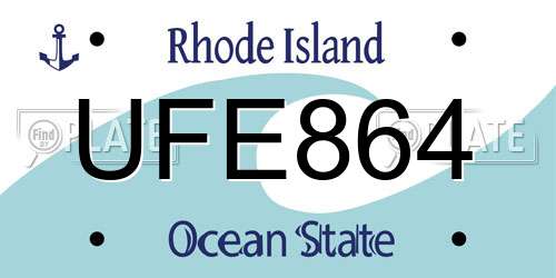 UFE864 Rhode Island License Plate