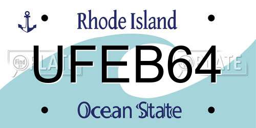 UFEB64 Rhode Island License Plate
