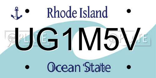 UG1M5V Rhode Island License Plate