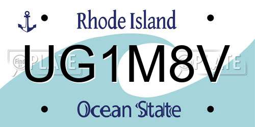 UG1M8V Rhode Island License Plate