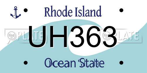 UH363 Rhode Island License Plate