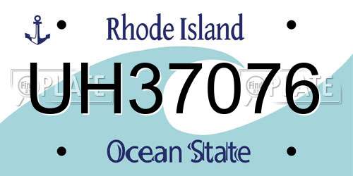 UH37076 Rhode Island License Plate