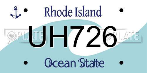 UH726 Rhode Island License Plate