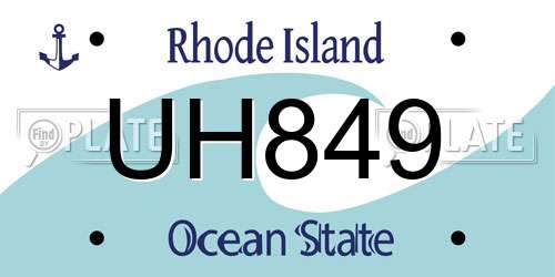 UH849 Rhode Island License Plate