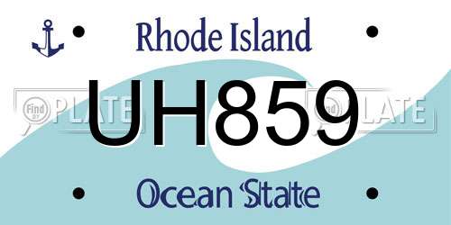 UH859 Rhode Island License Plate