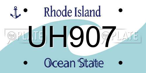 UH907 Rhode Island License Plate
