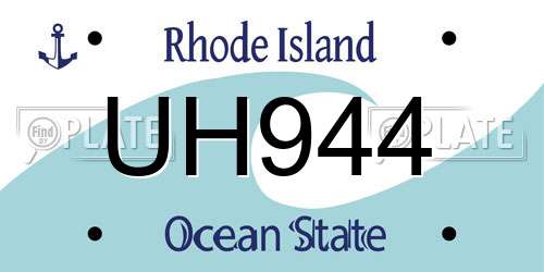 UH944 Rhode Island License Plate